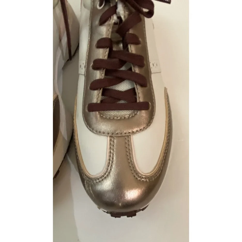 Cole Haan meadow runner White Bronze Pink Metallic Sneakers Sz 8